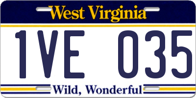 WV license plate 1VE035