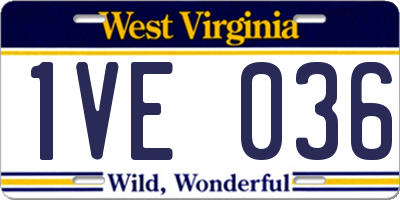 WV license plate 1VE036