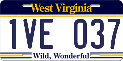 WV license plate 1VE037