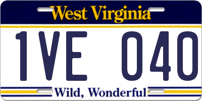 WV license plate 1VE040
