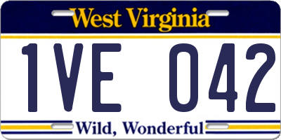 WV license plate 1VE042
