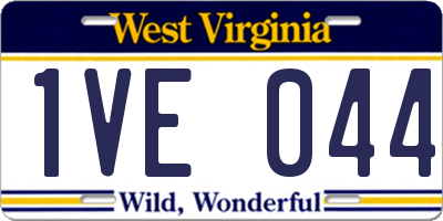 WV license plate 1VE044
