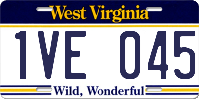 WV license plate 1VE045