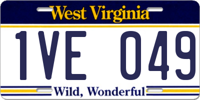 WV license plate 1VE049