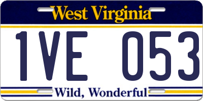 WV license plate 1VE053