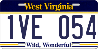 WV license plate 1VE054