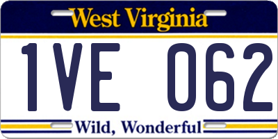 WV license plate 1VE062
