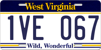 WV license plate 1VE067