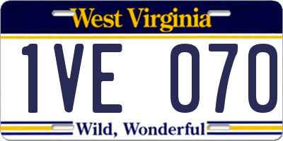 WV license plate 1VE070
