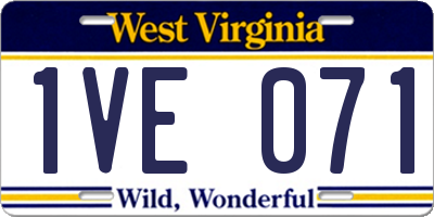 WV license plate 1VE071