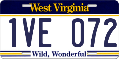 WV license plate 1VE072