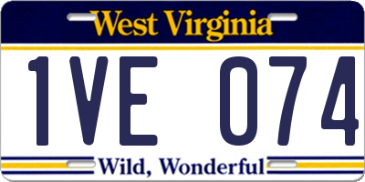WV license plate 1VE074