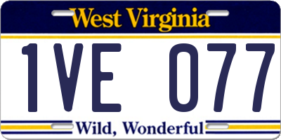 WV license plate 1VE077
