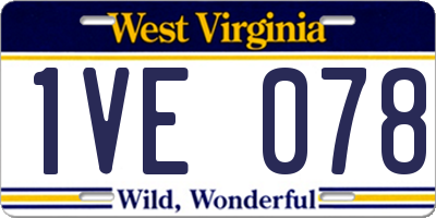 WV license plate 1VE078