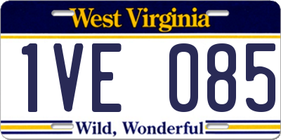 WV license plate 1VE085