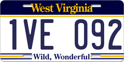 WV license plate 1VE092