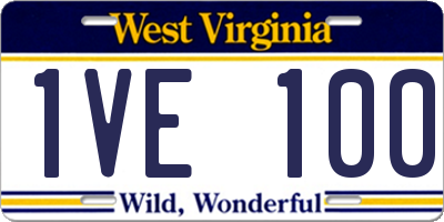 WV license plate 1VE100