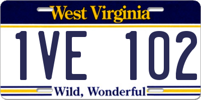 WV license plate 1VE102