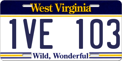WV license plate 1VE103
