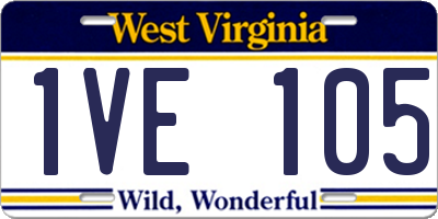WV license plate 1VE105