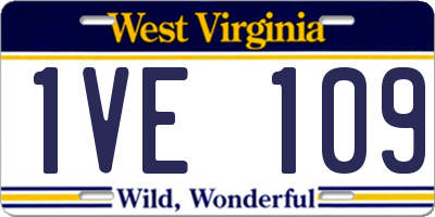 WV license plate 1VE109