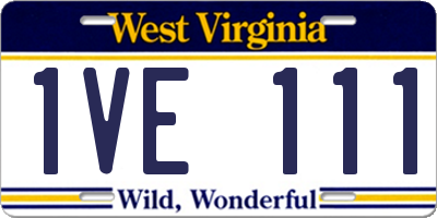 WV license plate 1VE111