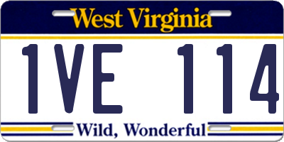 WV license plate 1VE114