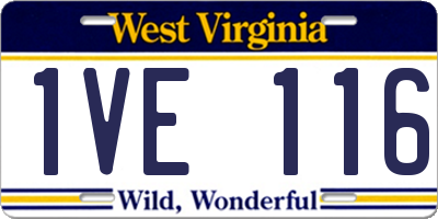 WV license plate 1VE116