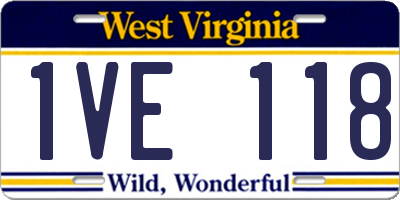 WV license plate 1VE118
