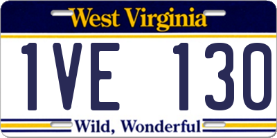 WV license plate 1VE130