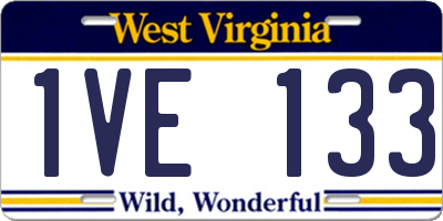 WV license plate 1VE133