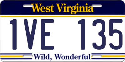 WV license plate 1VE135
