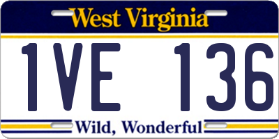 WV license plate 1VE136