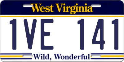 WV license plate 1VE141
