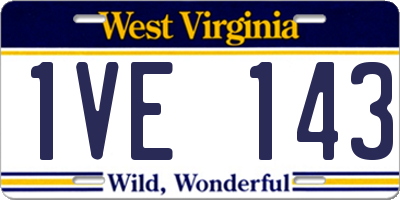 WV license plate 1VE143