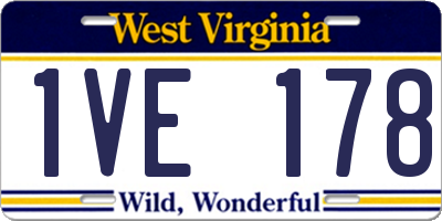 WV license plate 1VE178