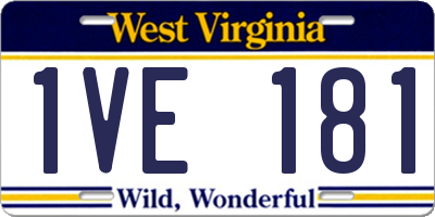 WV license plate 1VE181
