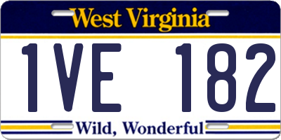 WV license plate 1VE182