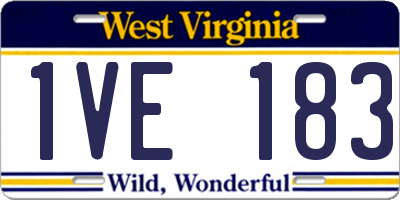 WV license plate 1VE183