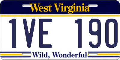 WV license plate 1VE190
