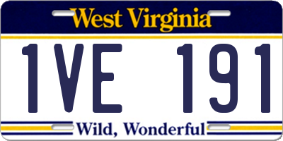 WV license plate 1VE191