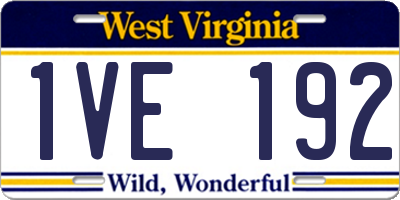 WV license plate 1VE192