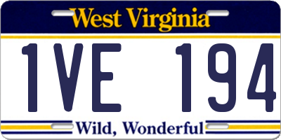 WV license plate 1VE194
