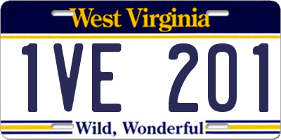 WV license plate 1VE201