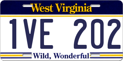 WV license plate 1VE202
