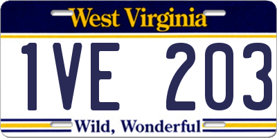WV license plate 1VE203