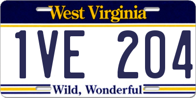 WV license plate 1VE204
