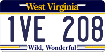 WV license plate 1VE208