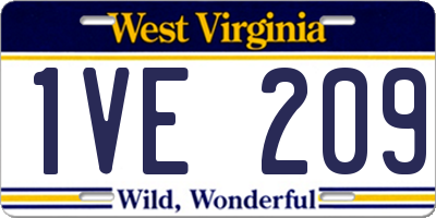 WV license plate 1VE209