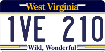 WV license plate 1VE210